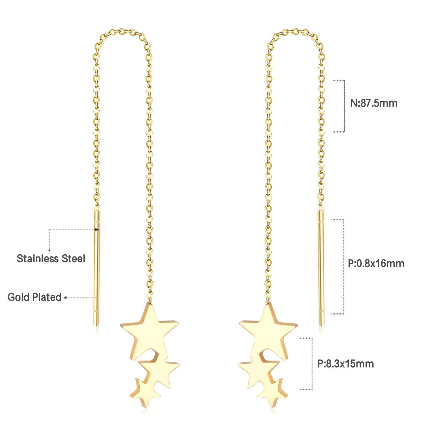 Simple Tassel Linear Chain Long Drop Earrings For Women Girl Geometric Star Hanging Ear Line Japan Korean Jewelry 2022 asonjewelry